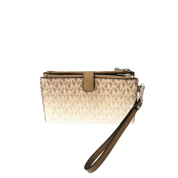 Michael Kors Jet Set Travel Large Double Zip Wristlet Clutch Husk MK Logo Ombre - Picture 3 of 7